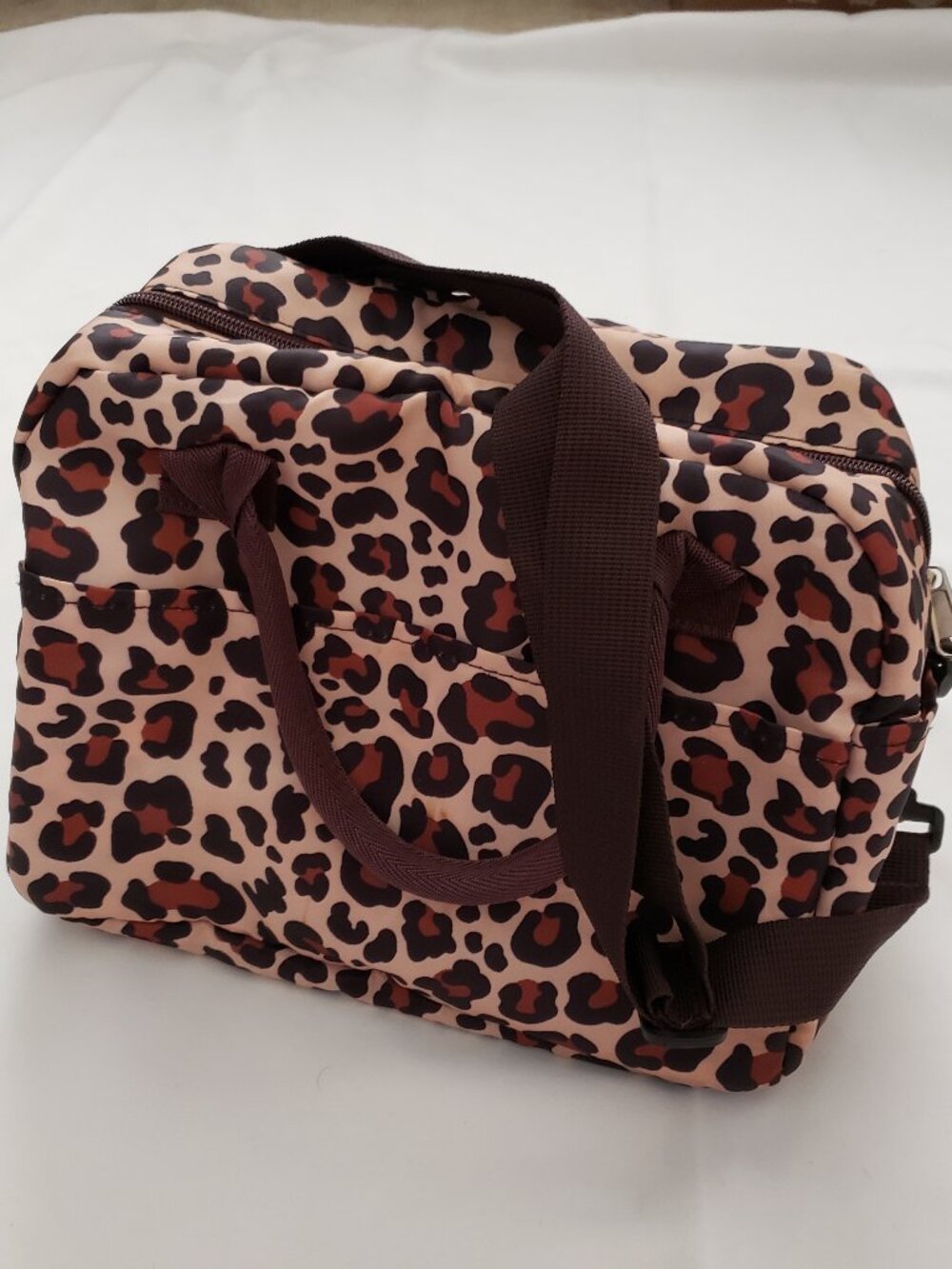 Animal print insulated cooler lunch soft bag adjustable carry strap zip closure